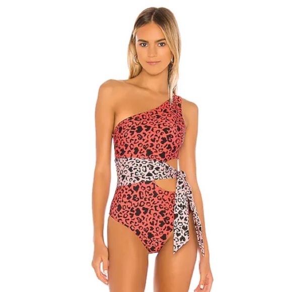 New! Beach Riot Rae leopard cutout side tie one piece swimsuit 24387 - Picture 2 of 12